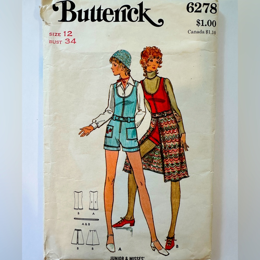 Butterick 6278 vintage 70s jumpsuit sewing pattern